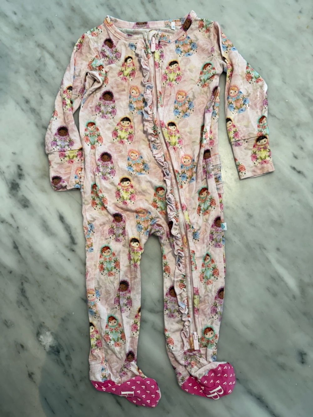 Posh Peanut NWOT Pink Matryoshka Doll Print 9-12mo
